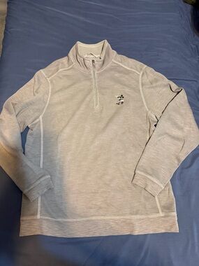 Tommy Bahamas Disney Mickey Mouse Colab Quarter Zip Sweatshirt Mens Size XL Gray